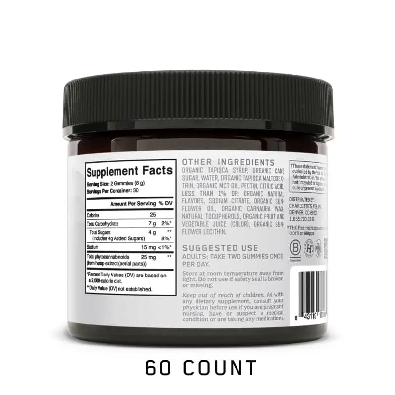 Charlotte's Web - Gummy - 25mg - 60 count - THC Free