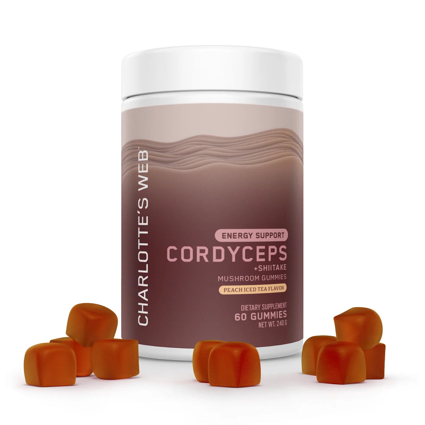 Charlotte's Web - Gummy -Energy Support with Cordyceps & Shiitake Mushroom Gummy - Peach Iced Tea