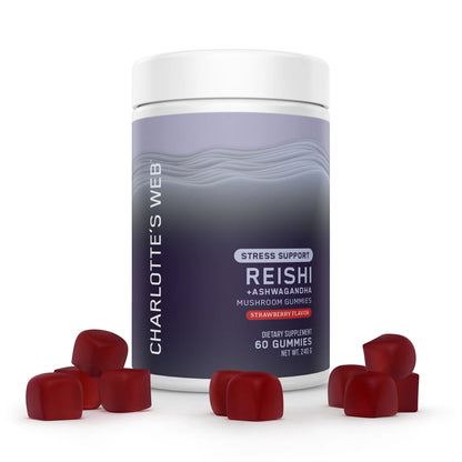 Charlotte's Web - Gummy - Stress Support with Reishi & Ashwagandha Mushroom Gummy - Strawberry